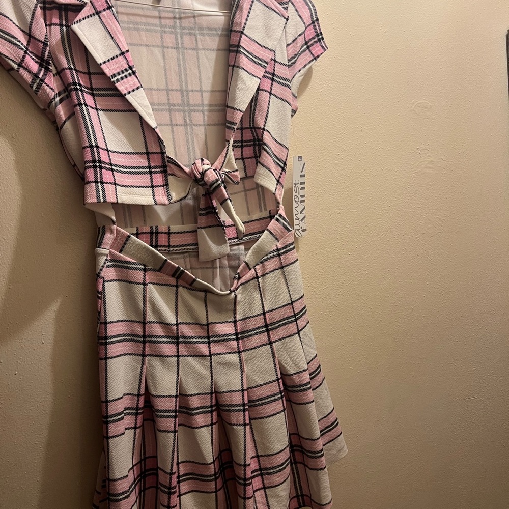 Sexy plaid cut out dress